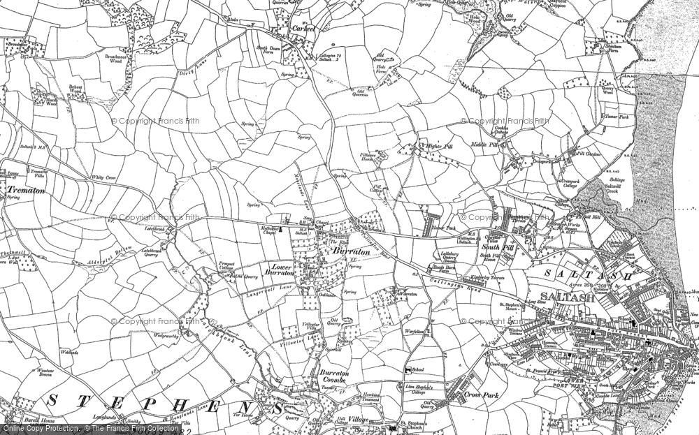 Old Map of Burraton, 1888 - 1905 in 1888