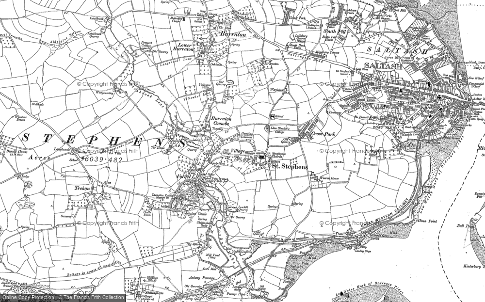 Old Map of Burraton Coombe, 1888 - 1905 in 1888