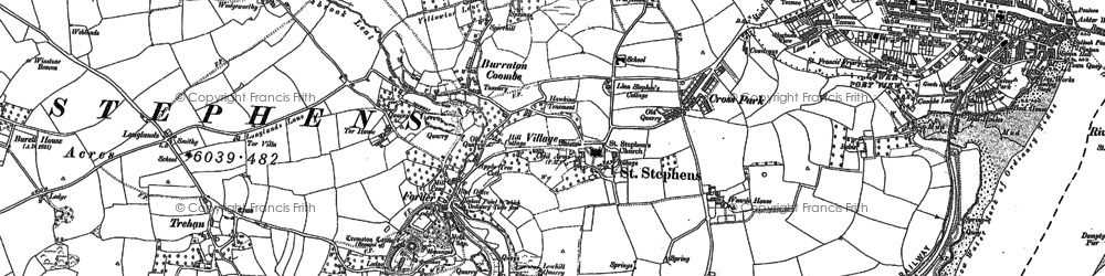 Old map of Burraton Coombe in 1888