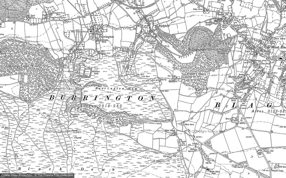 Old Map of Historic Map covering Beacon Batch in 1883