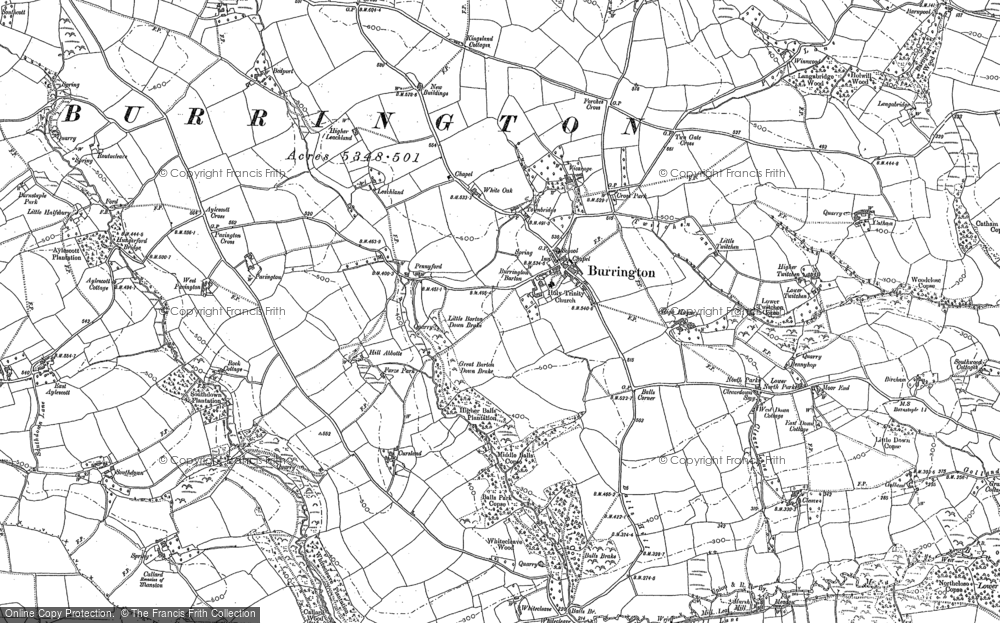 Old Map of Historic Map covering Aylescott in 1887