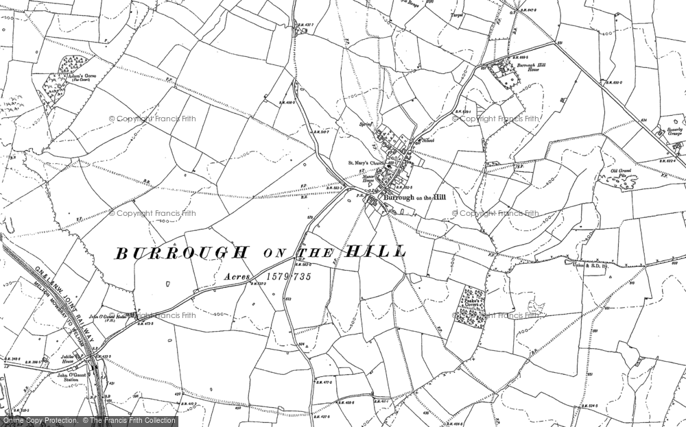 Old Map of Historic Map covering Burrough Hall in 1902