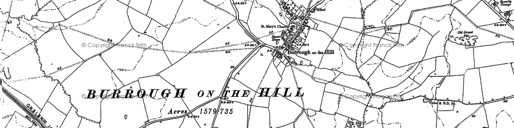 Old map of Burrough on the Hill in 1902