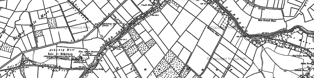 Old map of Burrow Mump in 1885