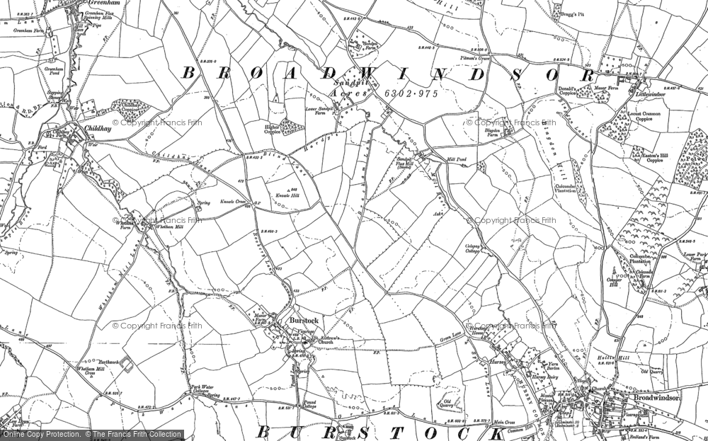 Old Map of Burstock, 1886 - 1901 in 1886