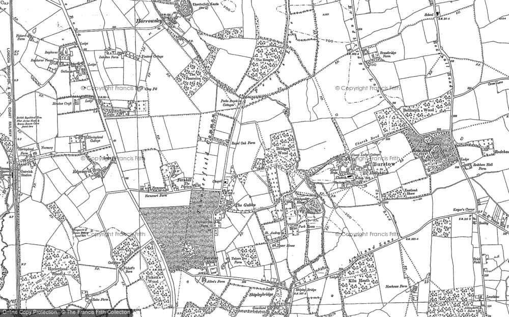 Old Map of Burstow, 1910 - 1912 in 1910