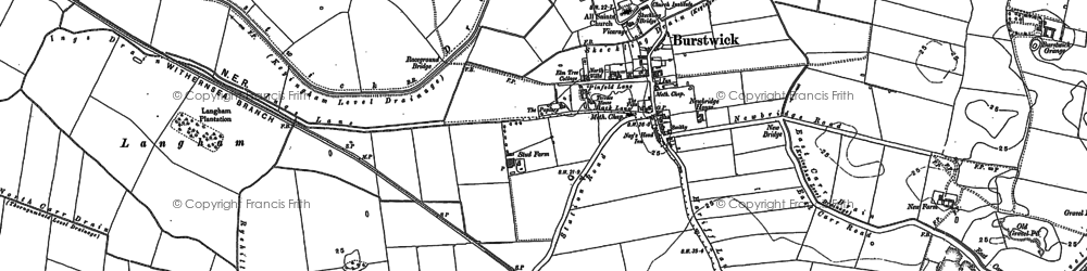 Old map of Burstwick in 1908