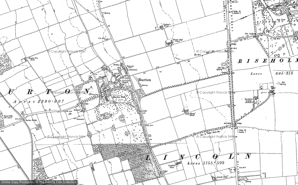 Old Map of Burton-by-Lincoln, 1885 - 1886 in 1885