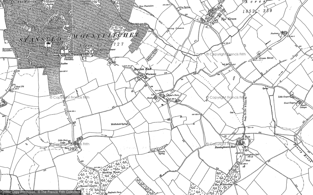 Old Map of Historic Map covering Burton Bower in 1896