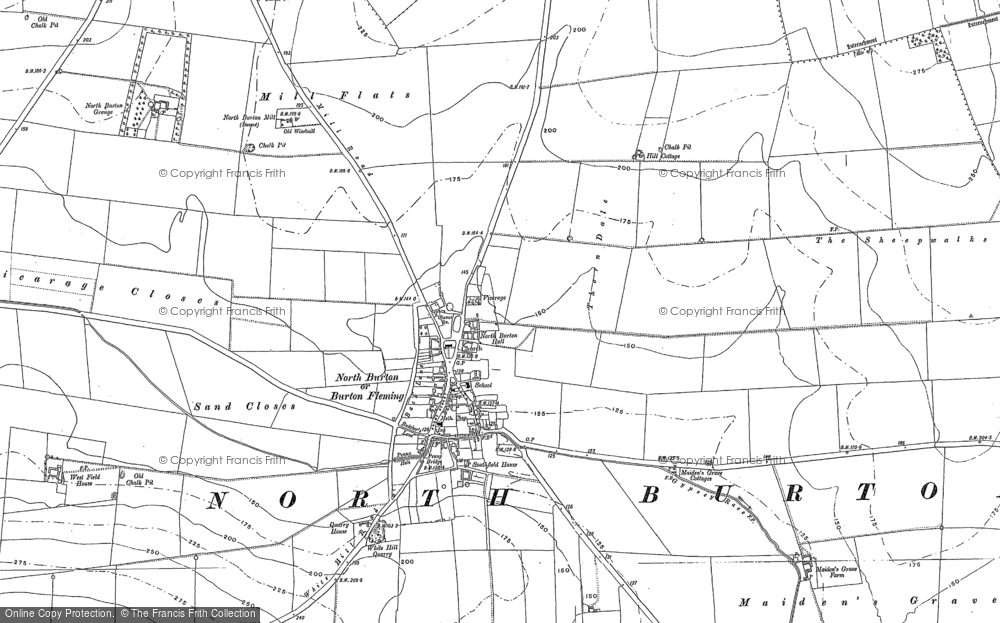 Old Map of Historic Map covering Burton Fleming Grange in 1888
