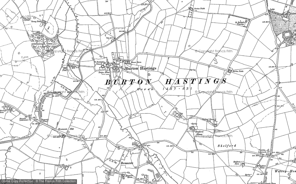 Old Map of Burton Hastings, 1886 - 1902 in 1886