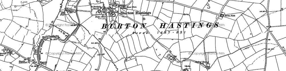 Old map of Burton Hastings in 1886