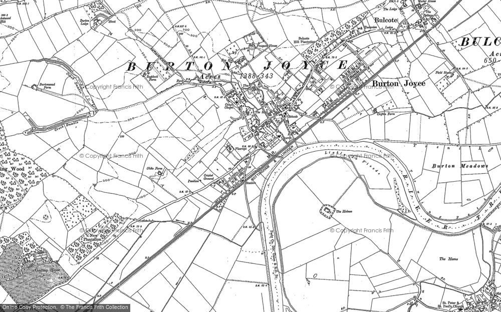 Old Map of Burton Joyce, 1883 in 1883