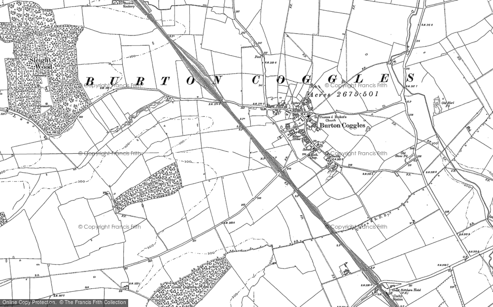 Old Map of Burton-le-Coggles, 1887 in 1887