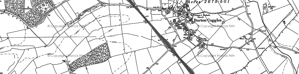 Old map of Burton-le-Coggles in 1887