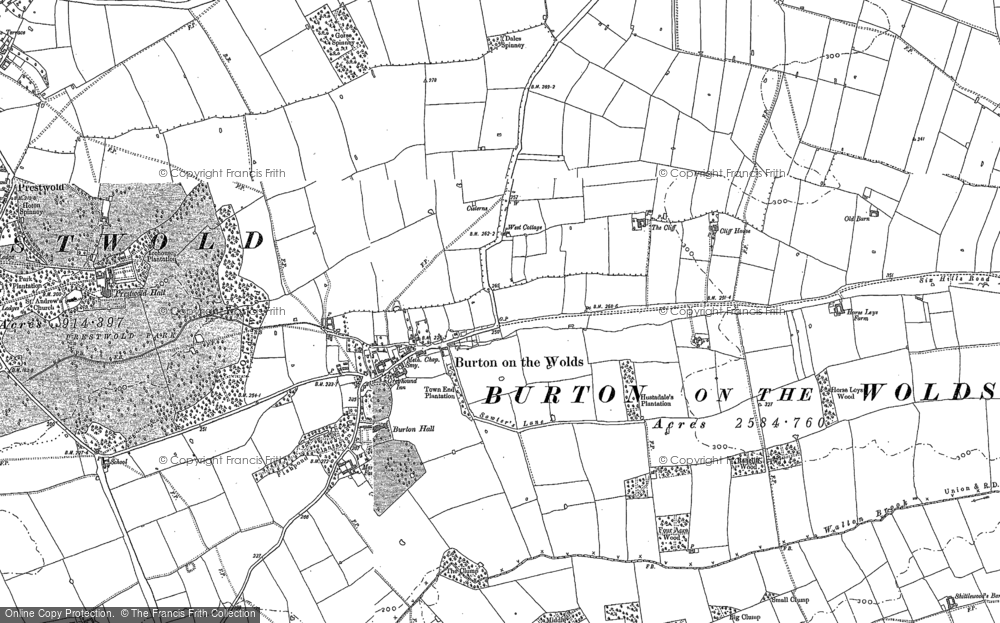Old Map of Burton on the Wolds, 1883 - 1901 in 1883
