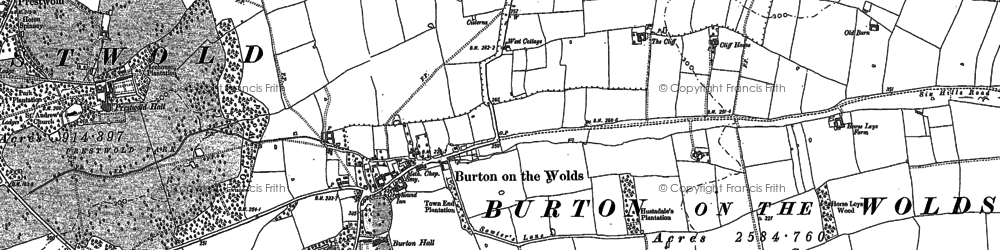 Old map of Burton on the Wolds in 1883