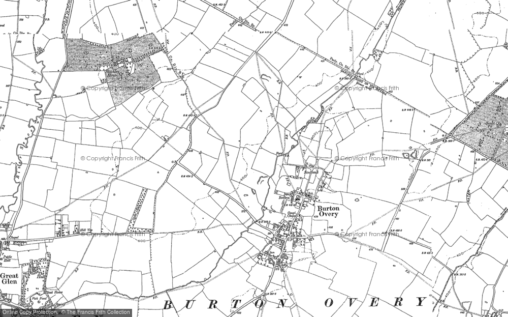 Old Map of Burton Overy, 1885 in 1885