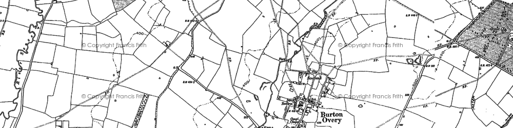 Old map of Burton Overy in 1885