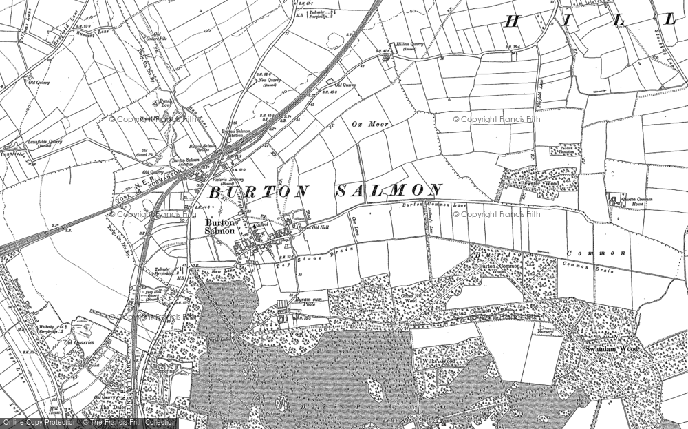 Old Map of Burton Salmon, 1890 in 1890