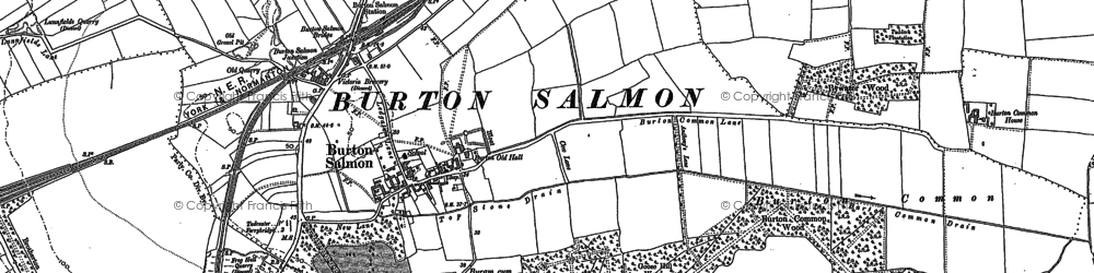Old map of Burton Salmon in 1890