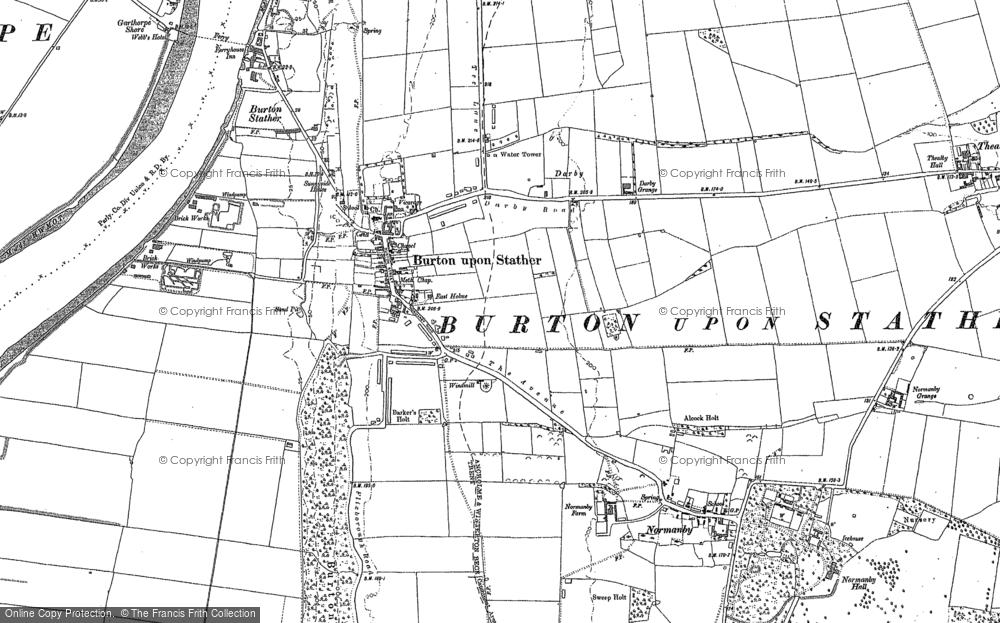 Old Map of Historic Map covering Burton Stather in 1906