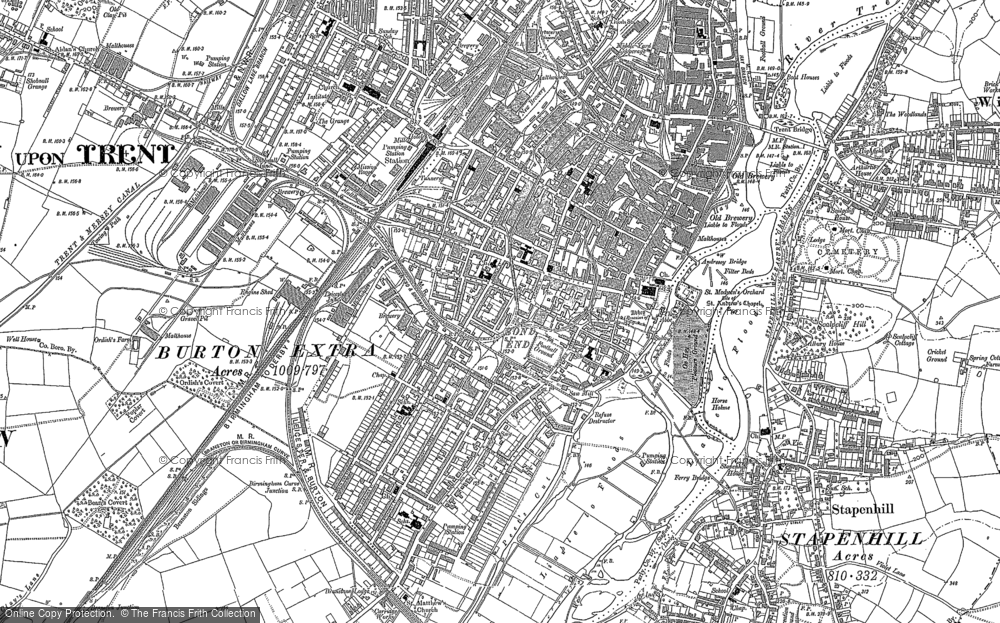Historic Ordnance Survey Map Of Burton Upon Trent 1889 Historic Ordnance Survey Map Of Burton Upon Trent 1889