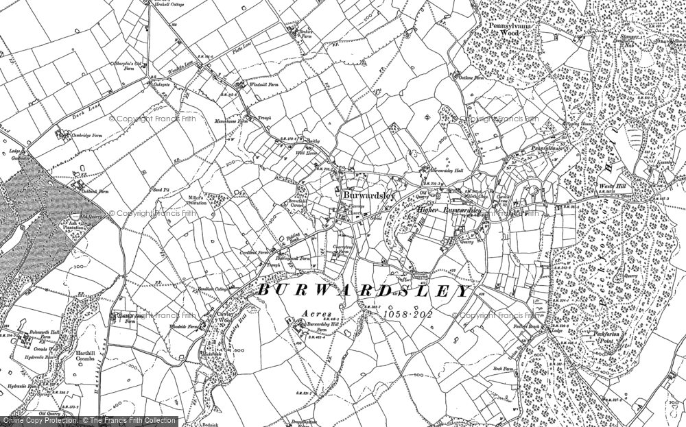 Old Map of Burwardsley, 1897 in 1897