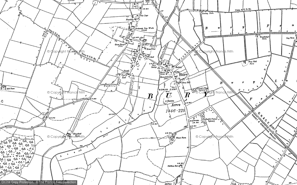 Old Map of Historic Map covering Bury Lug Fen in 1887