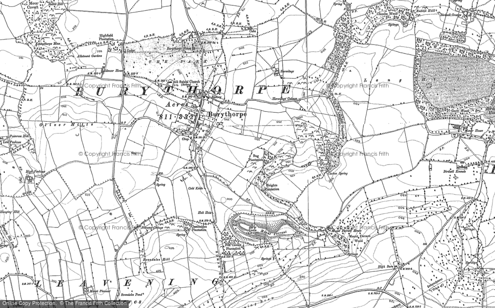 Old Map of Historic Map covering Burythorpe Ho in 1891