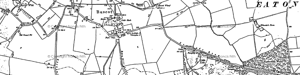 Old map of Buscot in 1910