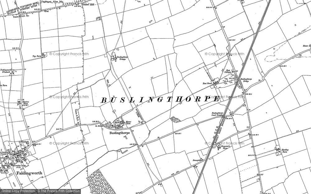 Old Map of Historic Map covering Buslingthorpe Wood in 1886
