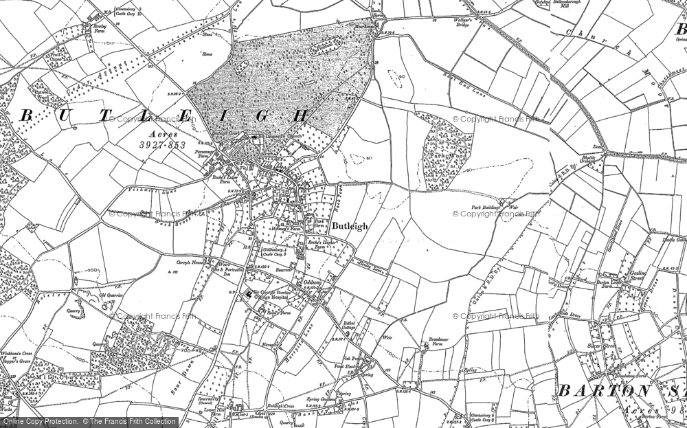 Old Map of Historic Map covering Butleigh Cross in 1885