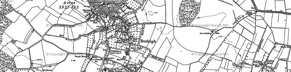 Old map of Butleigh in 1885