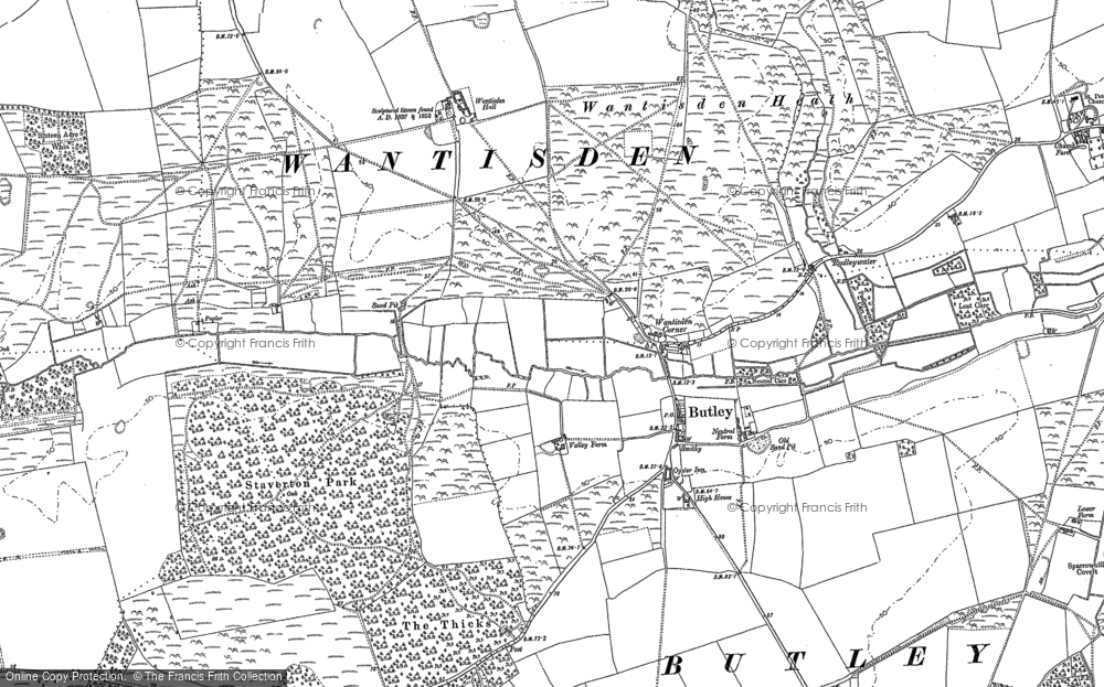Old Map of Historic Map covering Staverton Park in 1881