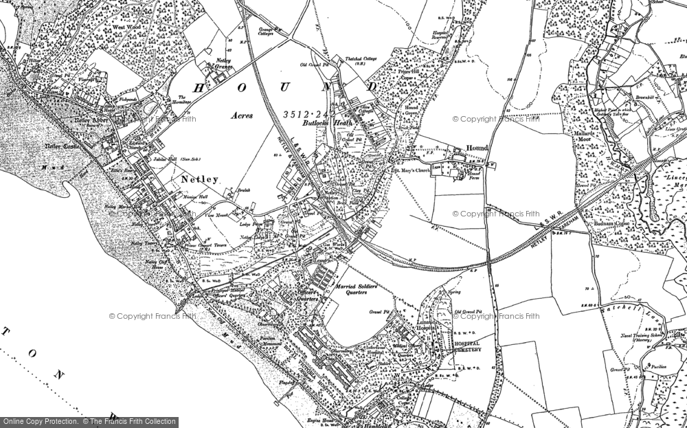 Old Map of Historic Map covering Weston Common in 1895
