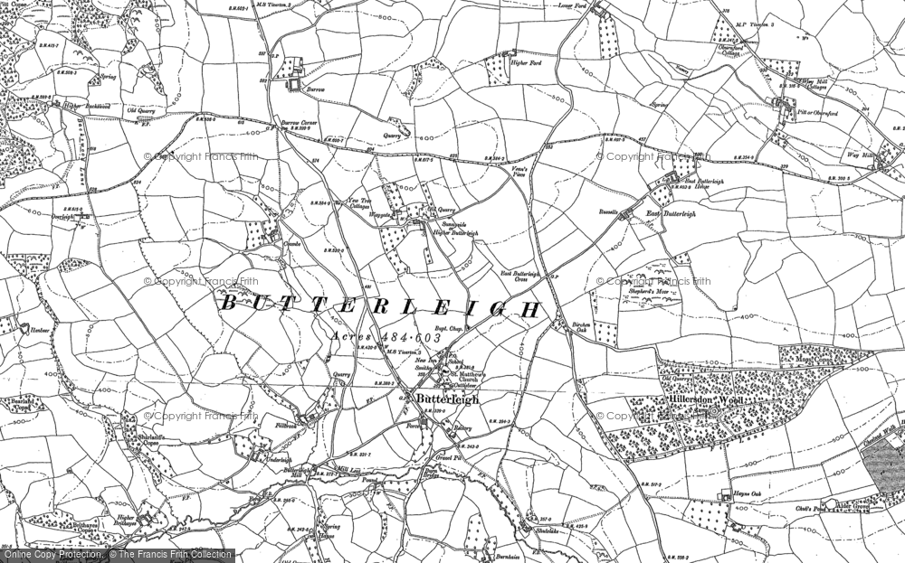 Old Map of Historic Map covering Billingsmoor in 1886