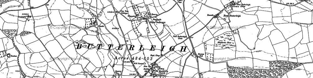 Old map of Butterleigh in 1886