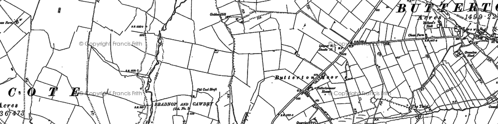 Old map of Butterton Moor in 1878