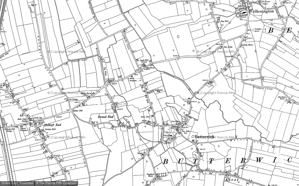 Old Map of Historic Map covering Haltoft End in 1887