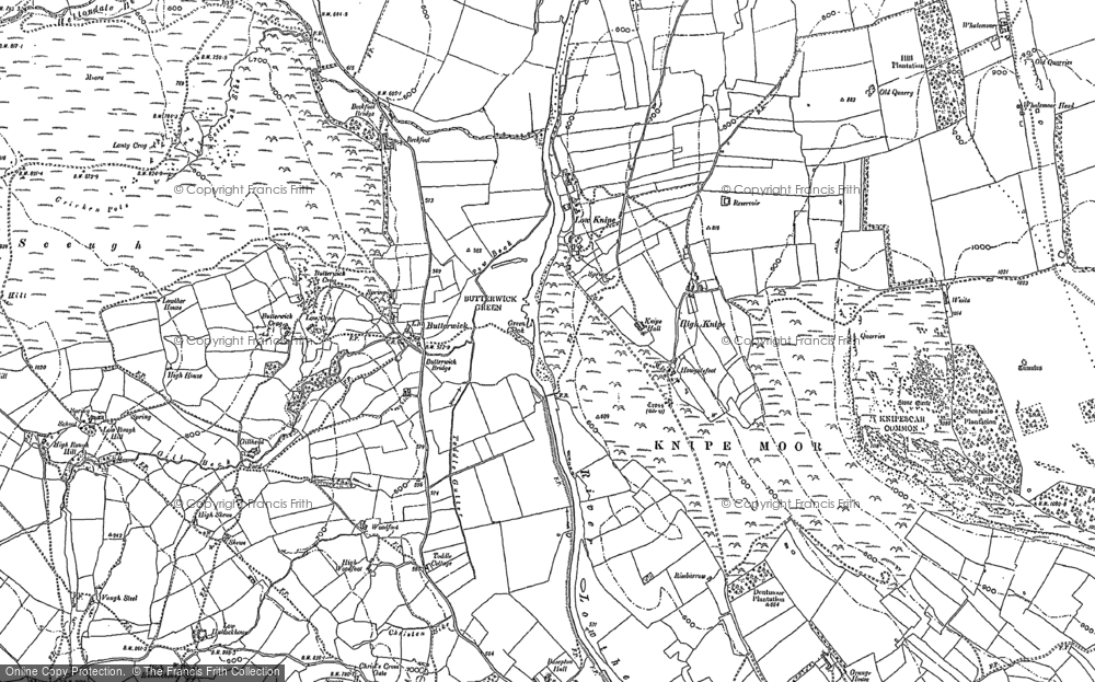 Old Map of Historic Map covering Brown Beck in 1897