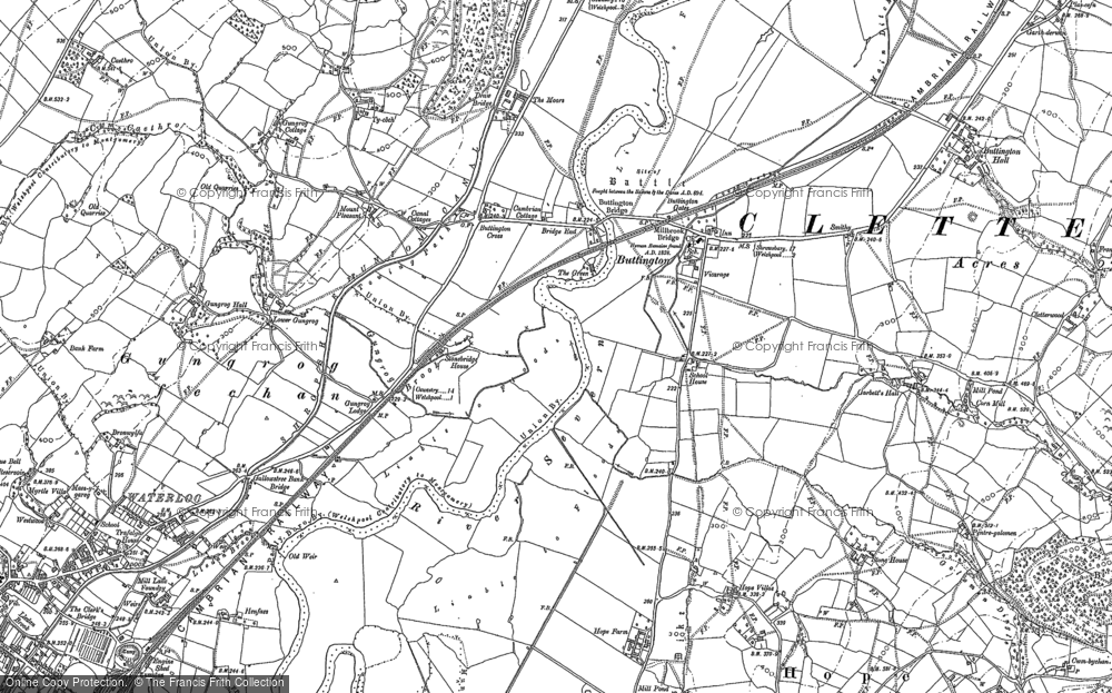 Old Map of Historic Map covering Buttington Hall in 1884