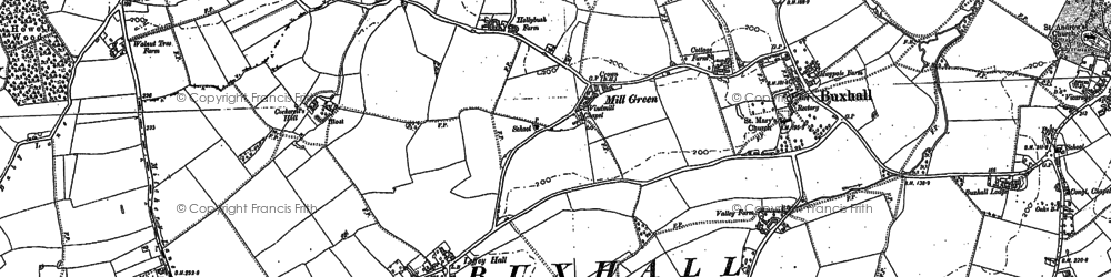 Old map of Buxhall in 1884