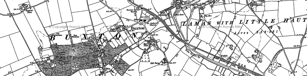 Old map of Buxton in 1885