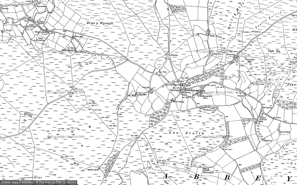 Old Map of Historic Map covering Bryn y Wyntyll in 1888