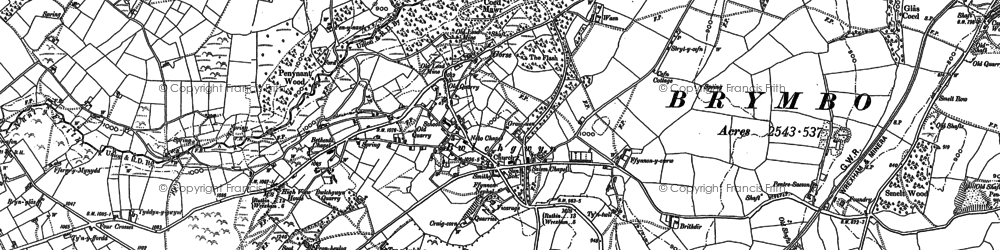 Old map of Bwlchgwyn in 1909