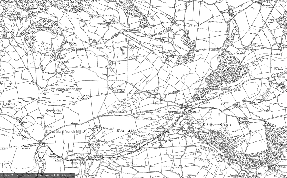 Old Map of Bwlchyddar, 1910 in 1910