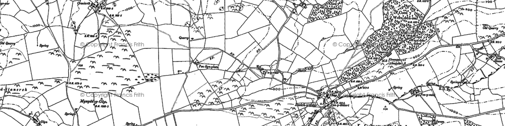 Old map of Bwlchyddar in 1910