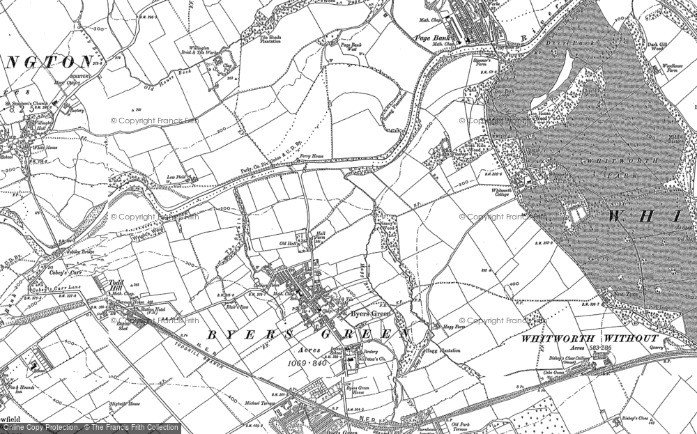 Old Map of Byers Green, 1896 in 1896