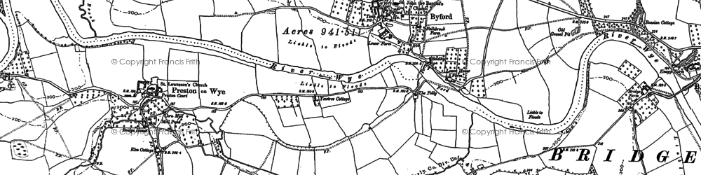Old map of Byford Common in 1886